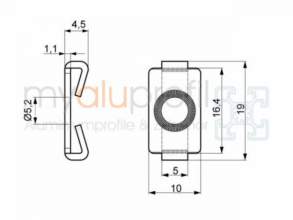 Centering plate Groove 5 I-type stainless